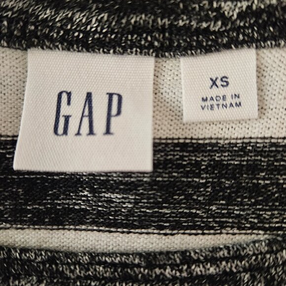 GAP Women’s Size XS Black & White Stripe Marled Knit Stretch Tank Top Boatneck - Picture 5 of 6